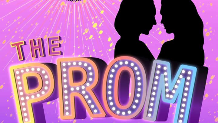 Two silohuettes of women facing each other with a disco ball in the background; text reads 'The Prom'